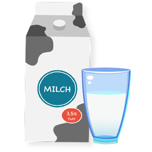 Paleo und Milch - Illustration einer Milchtüte und einem Glas mit Milch