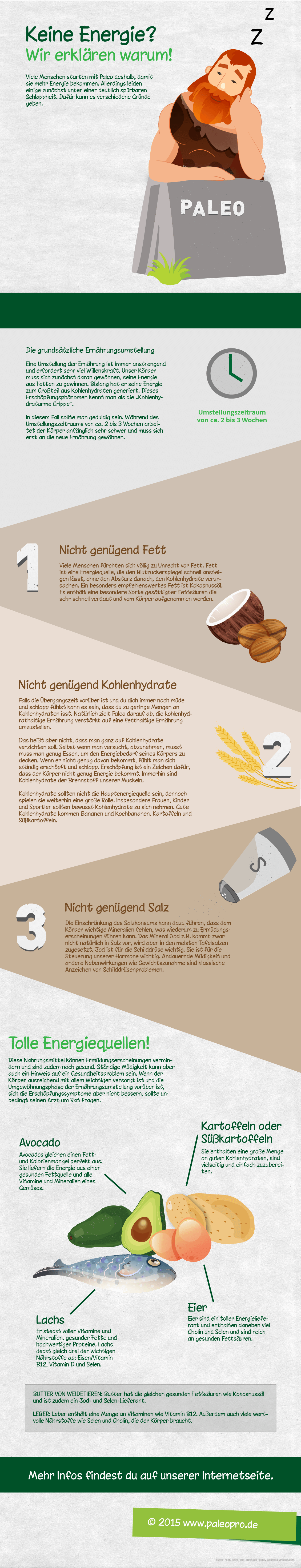 Paleo - keine Energie? Wir erklären warum - Infografik zum Thema Paleo und Müdigkeit